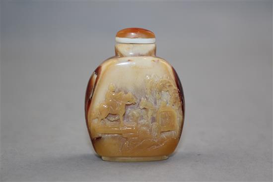 A Chinese hornbill snuff bottle and stopper, 1900-1940, Richards no. 478